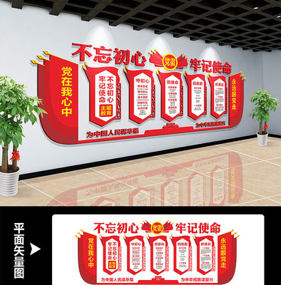 不忘初心主题教育文化形象墙 不忘初心主题教育文化形象墙