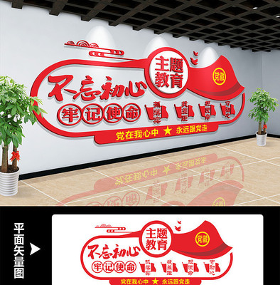 不忘初心主题教育形象墙 不忘初心主题教育形象墙
