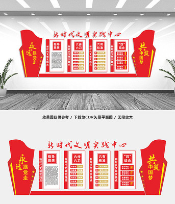 红色大气新时代文明实践中心党建文化墙 红色大气新时代文明实践中心党建文化墙