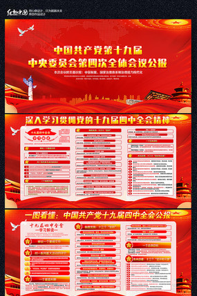 学习贯彻十九届四中全会内容展板 学习贯彻十九届四中全会内容展板