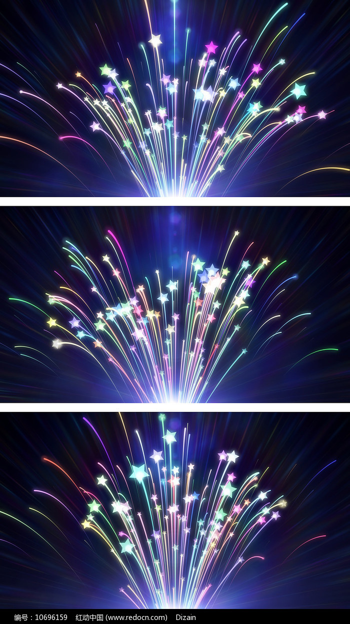 五角星光粒子线条花束绚丽背景视频素材