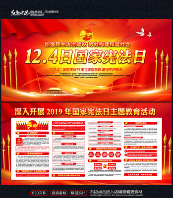 红色大气国家宪法日宣传展板 红色大气国家宪法日宣传展板