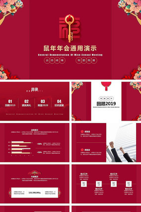 鼠年年会高端喜庆通用ppt pptx