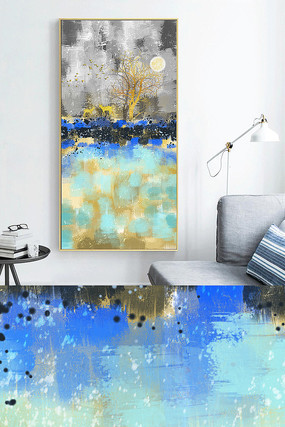 新中式现代轻奢抽象麋鹿玄关晶瓷画装饰画 新中式现代轻奢抽象麋鹿玄关晶瓷画装饰画