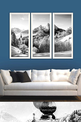 �ڰ׼�Լ����羰����װ�λ� PSD