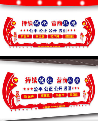 优化营商环境文化墙设计 CDR