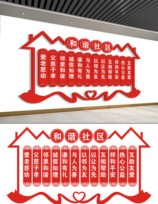 精品和谐社区标语文化墙 CDR