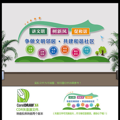 社区讲文明树新风文化墙设计 社区讲文明树新风文化墙设计