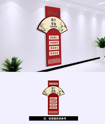 中式四个学会文化墙 中式四个学会文化墙