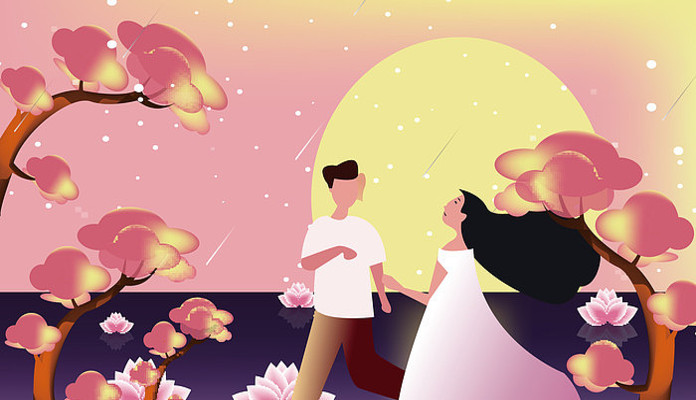 原创情人节户外游玩的矢量扁平插画 原创情人节户外游玩的矢量扁平插画