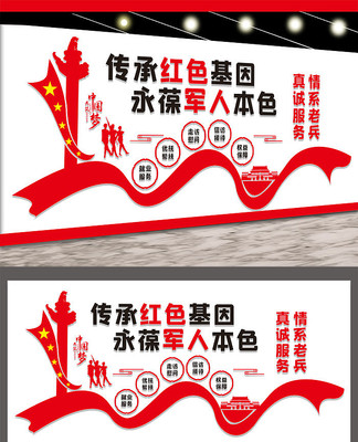 红色退伍军人文化墙设计 红色退伍军人文化墙设计