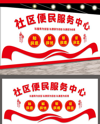 社区便民服务中心文化墙 社区便民服务中心文化墙