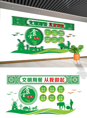 绿色珍惜粮食食堂文化墙 绿色珍惜粮食食堂文化墙