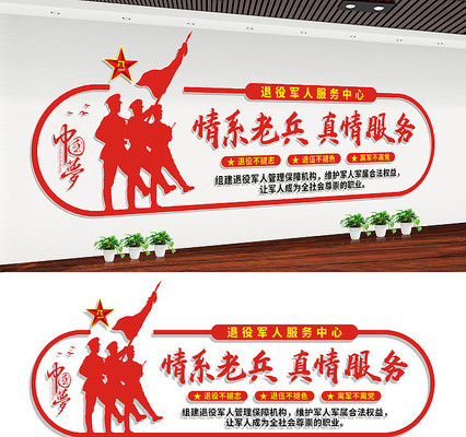 退役军人服务中心宣传标语墙 退役军人服务中心宣传标语墙