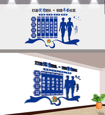 简约公安文化墙设计 CDR