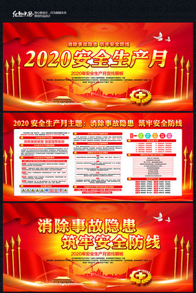 红色大气2020安全生产主题展板设计 红色大气2020安全生产主题展板设计