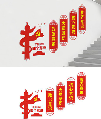 楼梯四个意识文化墙展板 楼梯四个意识文化墙展板