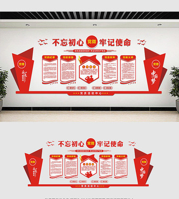 党员活动室党建文化墙 党员活动室党建文化墙