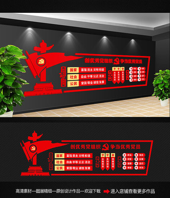 大气党员活动室文化墙 大气党员活动室文化墙