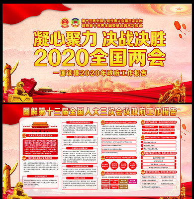 2020贯彻两会精神展板 2020贯彻两会精神展板