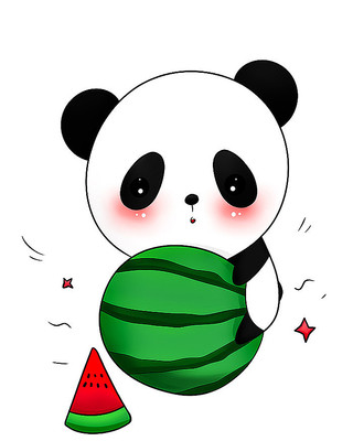 原创可爱卡通西瓜熊猫 原创可爱卡通西瓜熊猫
