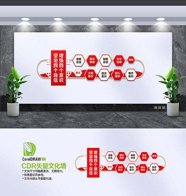 四个意识四个自信党建文化墙 四个意识四个自信党建文化墙