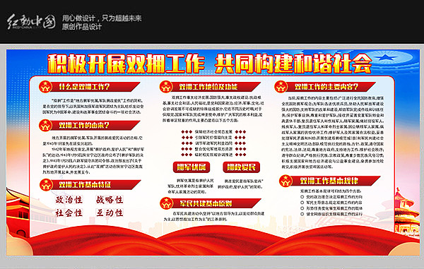 蓝色大气双拥宣传展板设计