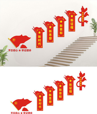 楼梯党建文化墙展板设计 楼梯党建文化墙展板设计