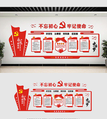 党员活动室党建文化墙 党员活动室党建文化墙