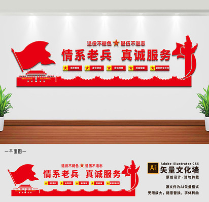 退役军人之家服务中心文化墙设计 退役军人之家服务中心文化墙设计