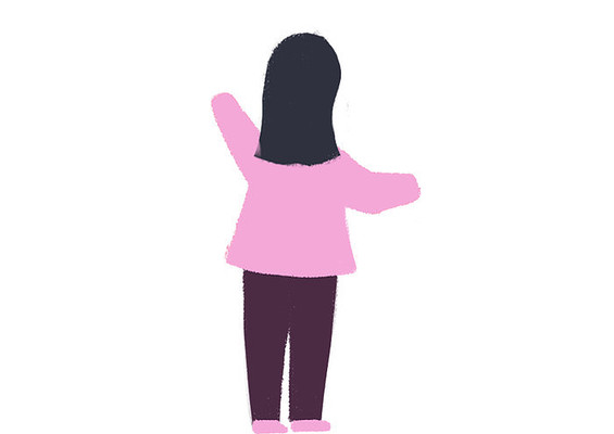 原创手绘人物女孩背影卡通插画 原创手绘人物女孩背影卡通插画