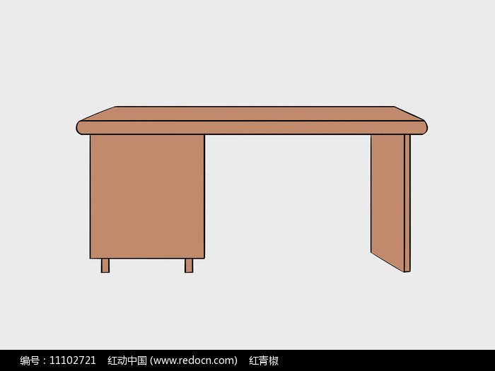 原創手繪卡通扁平商務辦公桌插畫