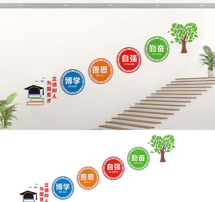 校园楼梯文化墙宣传标语 校园楼梯文化墙宣传标语