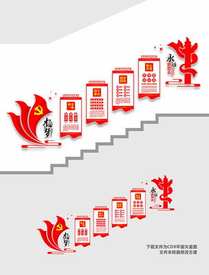 楼梯宣传党建墙设计 楼梯宣传党建墙设计