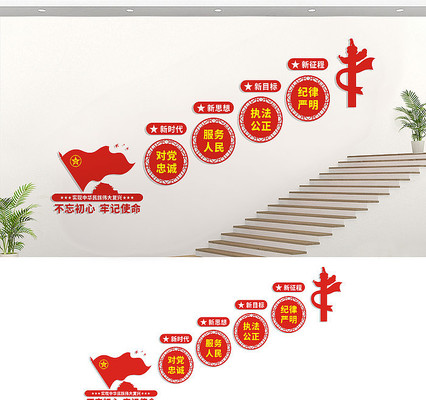 党建楼梯文化墙宣传标语 党建楼梯文化墙宣传标语