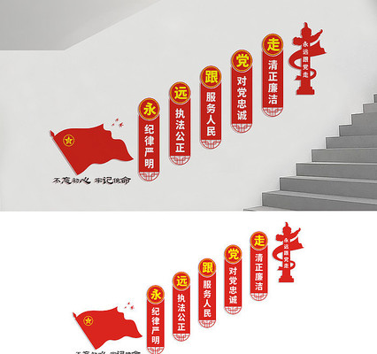 党建楼梯文化墙展板 党建楼梯文化墙展板