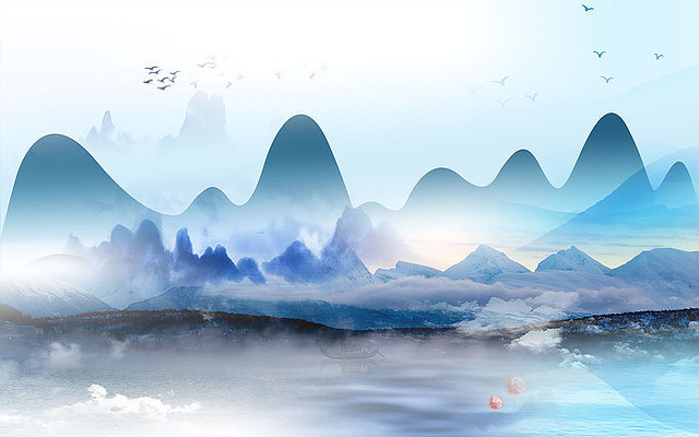 �߶˴����⾳ɽˮ����ǽ PSD