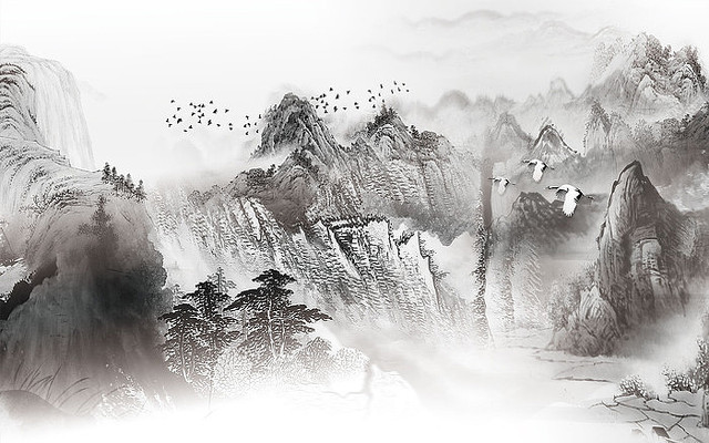 �߶˴�������ˮīɽˮ����ǽ PSD