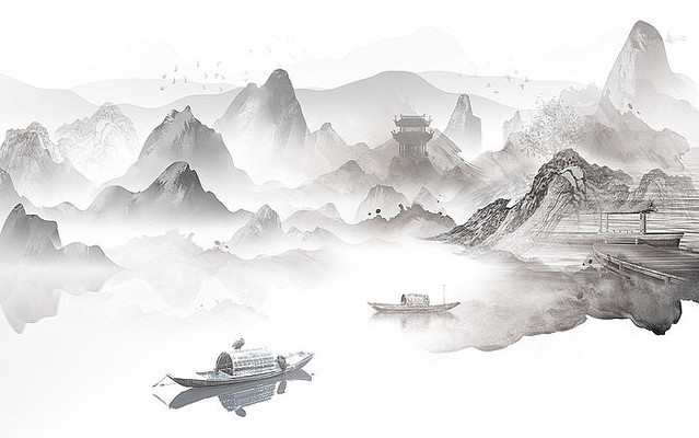 高端简约山水背景墙 高端简约山水背景墙