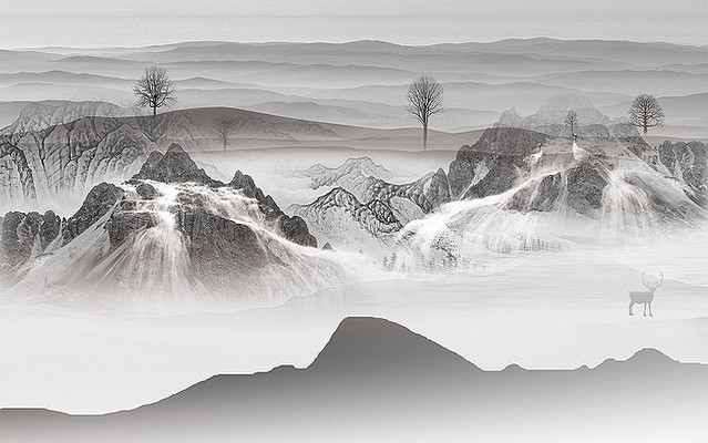 �߶���ˮɽˮ����ǽ PSD