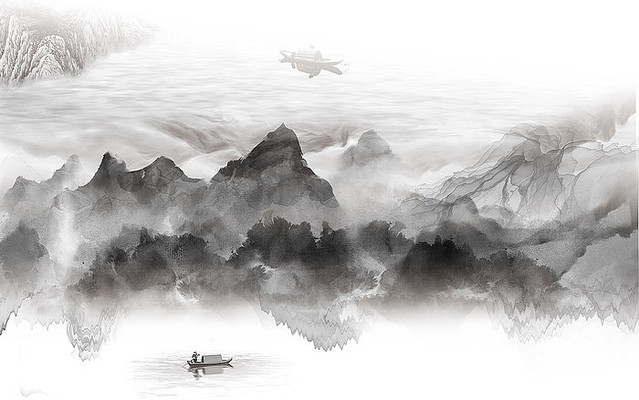 高端中式山水背景墙 高端中式山水背景墙