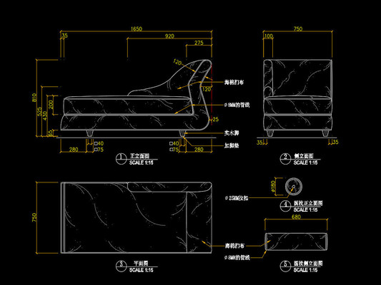 贵妃位沙发CAD家具图库