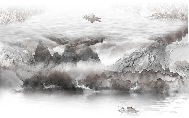 中式高端山水背景墙 中式高端山水背景墙