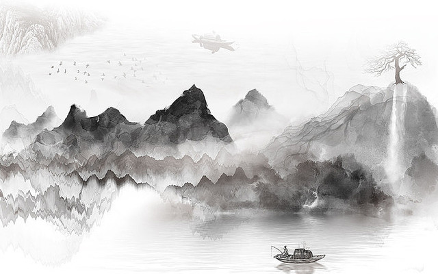 中式山水背景墙 中式山水背景墙