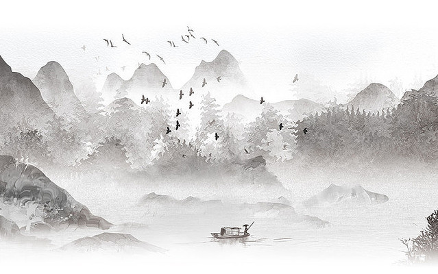 ����ʽ�洬ɽˮ����ǽ PSD