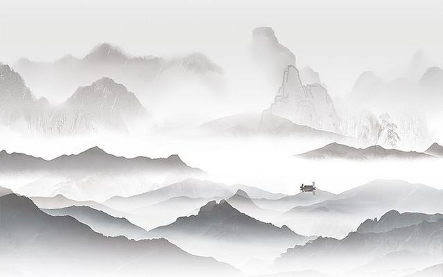 高端室内山水背景墙 高端室内山水背景墙