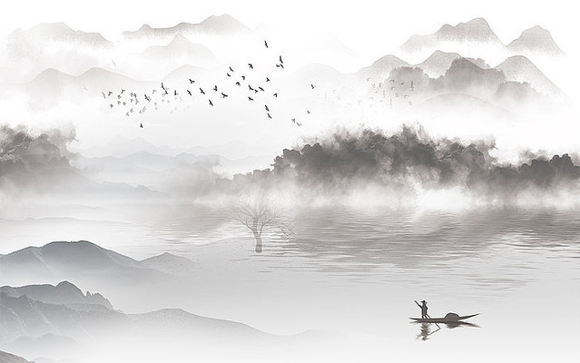 �����洬ɽˮ����ǽ PSD