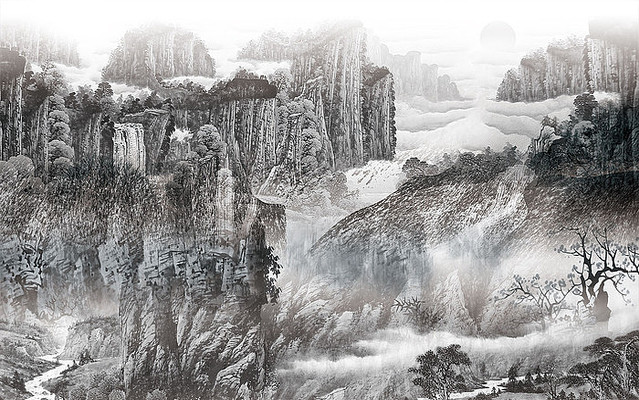 �߶˹���ɽˮ����ǽ PSD