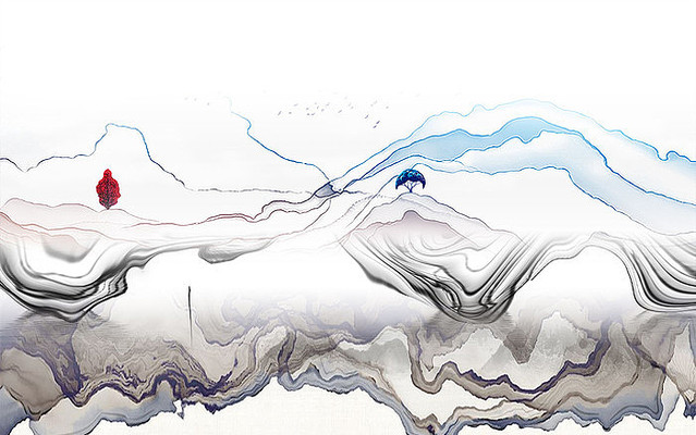 ���ڴ���ɽˮ����ǽ PSD