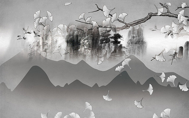 ����ʽ��������ɽˮ����ǽ PSD